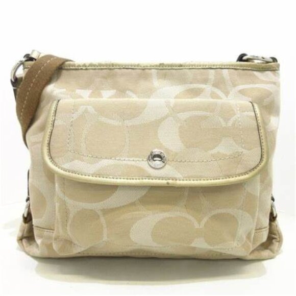 Coach Kyra Daisy Khaki Signature Lurex Crossbody Bag Purse - Picture 1 of 14